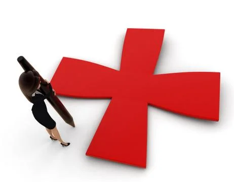 3d woman make wrong sign  concept Stock Illustration