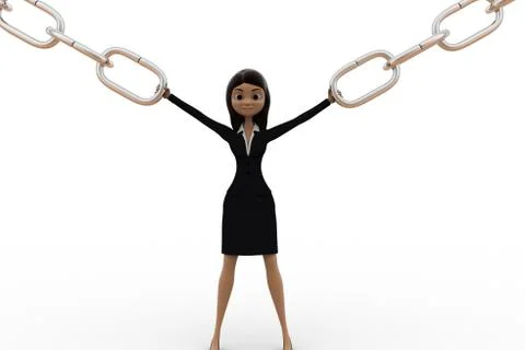 3d woman pull chain concept Stock Illustration