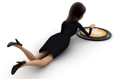 3d woman pushing like button concept Stock Illustration