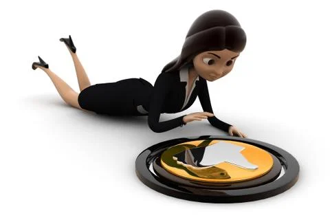3d woman pushing like button concept Stock Illustration