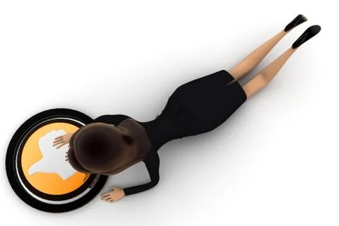 3d woman pushing like button concept Stock Illustration
