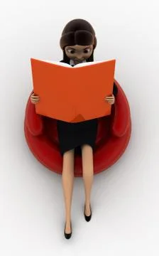 3d woman read book while on chair concept イラスト素材