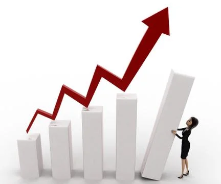 3d woman support falling graph concept Stock Illustration