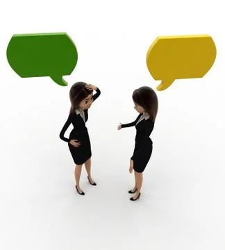 3d woman talking with chat bubble concept Illustration