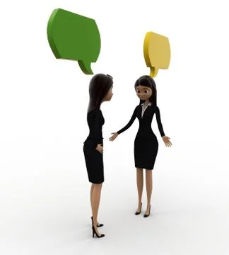 3d woman talking with chat bubble concept Illustration