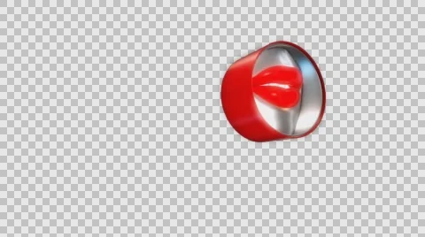 3D WOMAN'S LIPS inside TUBE SPEAKERS. 4K VIDEO with TRANSPARENT ALPHA CHANNEL. Stock Footage 61325941