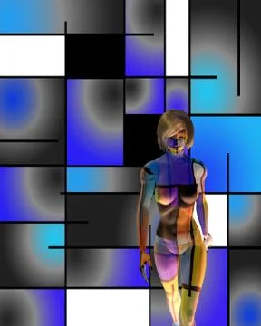 3D woman's model in art space Stock Illustration