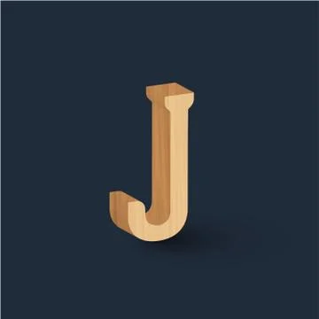 3D wood font character, vector Stock Illustration