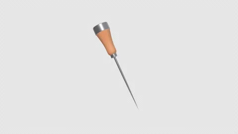 3D Wood Ice Pick Rotating on a Transparent Background. Seamless Loop. 4K Stock Footage 301876145