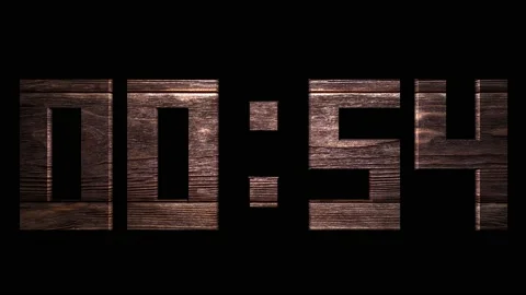 3D wood texture countdown timer (60 second) Stock Footage