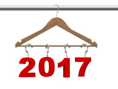 3d wooden cloth hanger year 2017 Stock Illustration