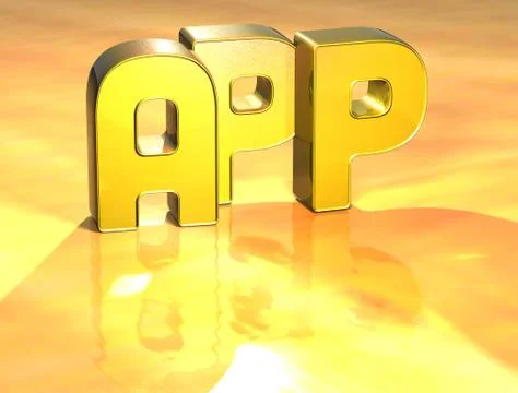 3d word app on gold background Stock Illustration