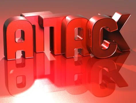 3d word attack on red background 스톡 일러스트