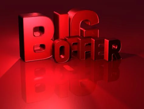 3d word big offer on red background Stock Illustration