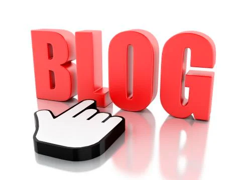3D Word blog with mouse cursor Illustrazione stock