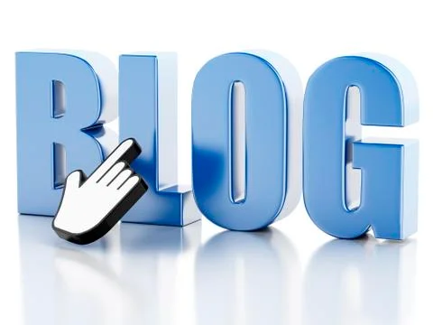 3D Word blog with mouse cursor Stock Illustration