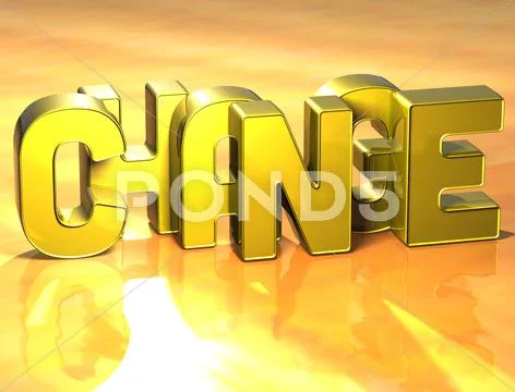 3d word change on yellow background Stock Illustration
