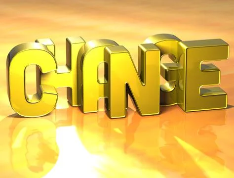 3d word change on yellow background Stock Illustration