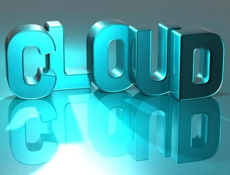 3d word cloud on blue background Illustrazione stock