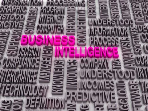3d word cloud - business intelligence 库存插图