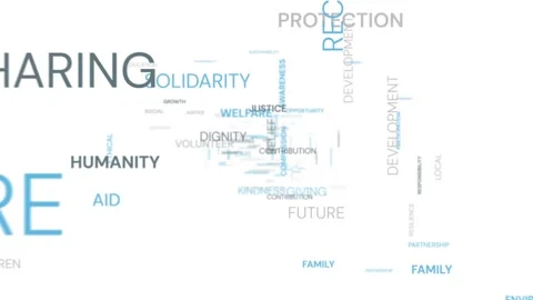 3D Word Cloud Loop of Humanitarian Social and Ethical Values on White Backg.. Stock Footage 343780374