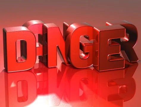 3d word danger on red background Stock-Illustration