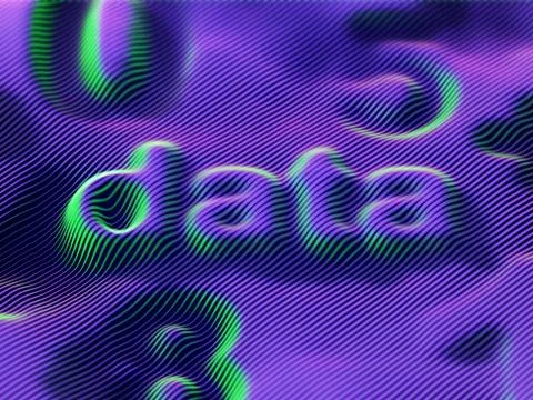 3D word data with digits on striped digital surface. Stock Illustration
