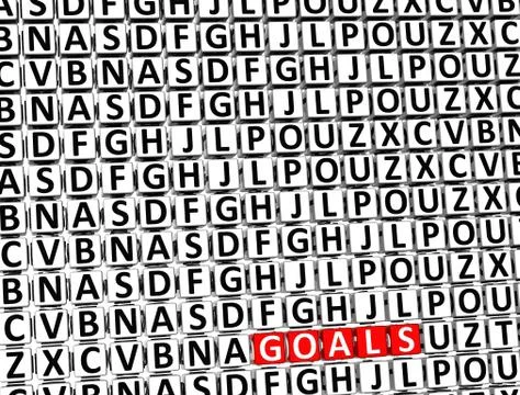 3d word goals inside different letters blocks Stock Illustration