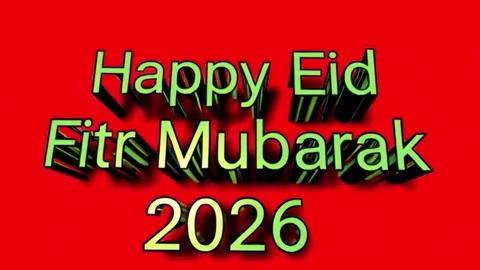 3d word happy eid fitr Mubarak 2026 moving Stock Footage 326182673