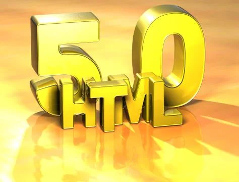 3d word html on yellow background Illustrazione stock
