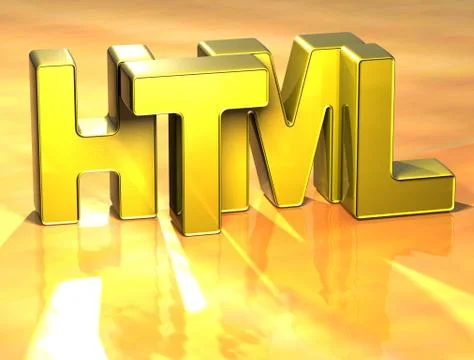 3d word html on yellow background Stock Illustration