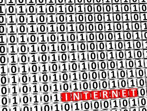 3d word internet inside zero one blocks Illustrazione stock