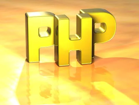 3d word php on yellow background Illustrazione stock