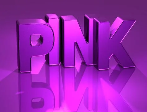 3d word pink with mirror on background Stock Illustration
