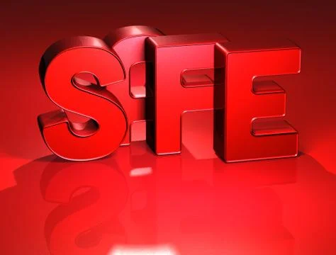 3d word safe on red background Stock Illustration