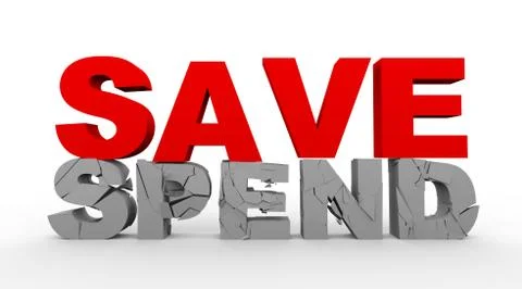 3d word save over cracked spend word Stock Illustration