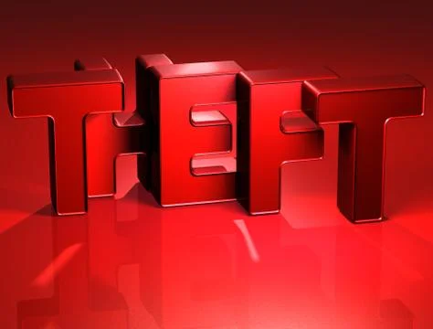 3d word theft on red background Stock Illustration