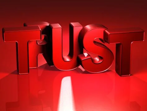 3d word trust on red background Stock Illustration
