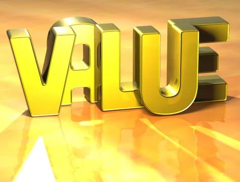 3d word value on yellow background Stock Illustration