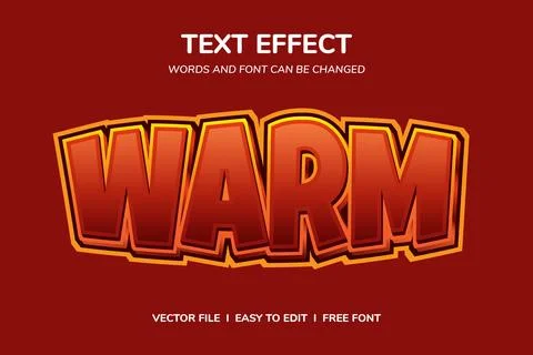 3d Word Warm Editable Text Effect. Stock Illustration