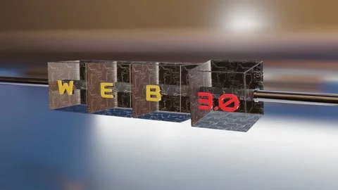 3D word web 3.0 written on cubes. concept of changing web 2.0 to web 3.0 looped  Stock Footage 165654456