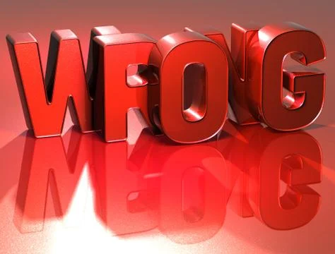 3d word wrong on red background Stock Illustration