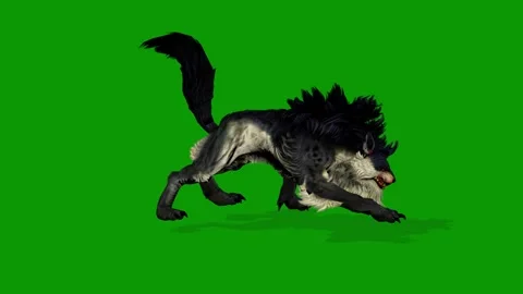 3D Worg Attacking Scene Right Side On Green Screen Rendering Animation Stock Footage 312113154