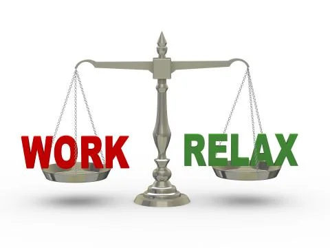 3d work and and relax on scale Stock Illustration