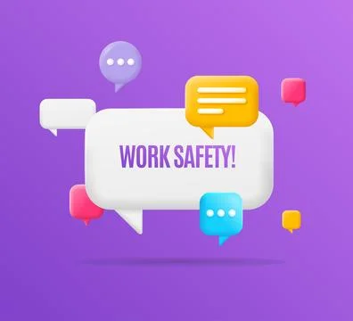 3d Work Safety Banner Concept Plasticine Cartoon Style. Vector Stock Illustration