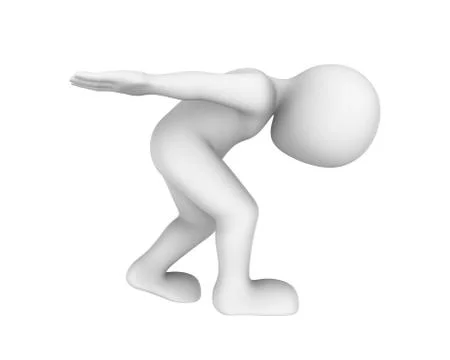 3d worker bears cargo on a back. 3d illustration. Stock Illustration