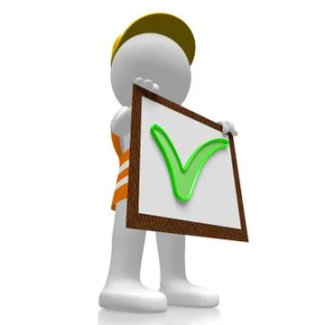 3D worker - checkmark concept Stock Illustration