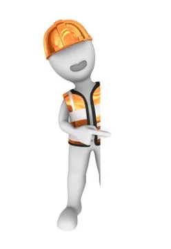 3d worker with empty board. 3d illustration. Stock Illustration