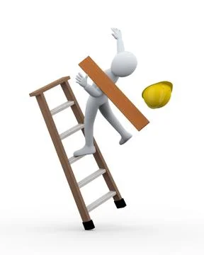 3d worker falling from ladder Stock Illustration