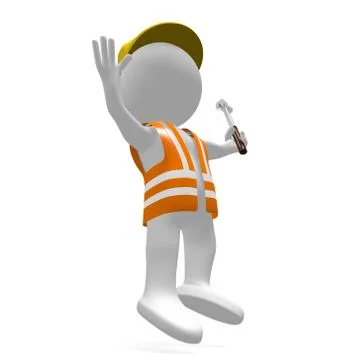 3D worker with a hammer Stock Illustration